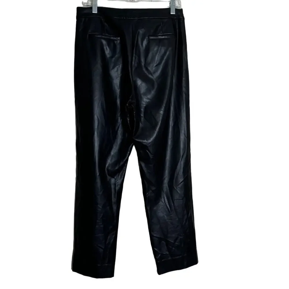 J.CREW Collection Kate Straight-Leg Pant In Vegan Leather Black Size 8